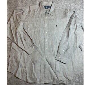RALPH LAUREN Grey Check Shirt Blake Fit Vintage 90s Long Sleeve Cotton Mens XXL